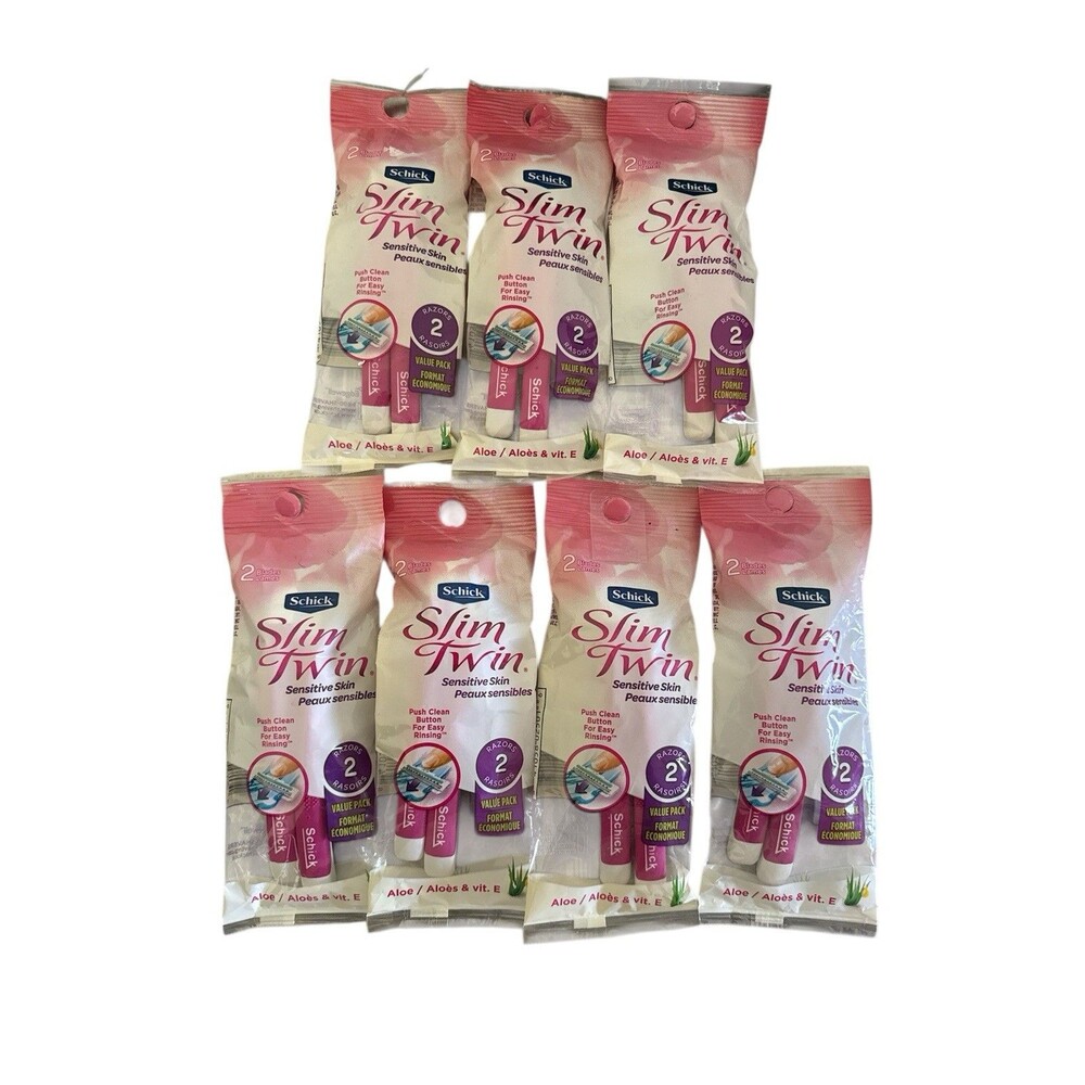 Schick Slim Twin Sensitive Skin Razors 2ct ea. New Pack of 7